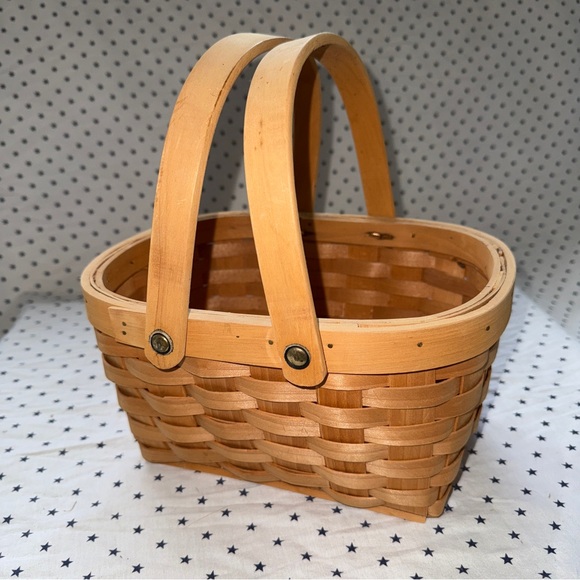 Vintage Woven Oblong Handled Gathering / Gardening / Herbs / Flower Basket EUC - Picture 4 of 17